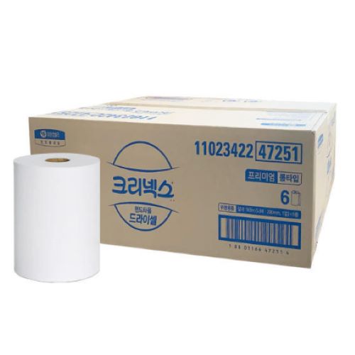 유한킴벌리 크리넥스 드라이셀 롤 핸드타올 프리미엄 183m x6롤 (47251).jpg